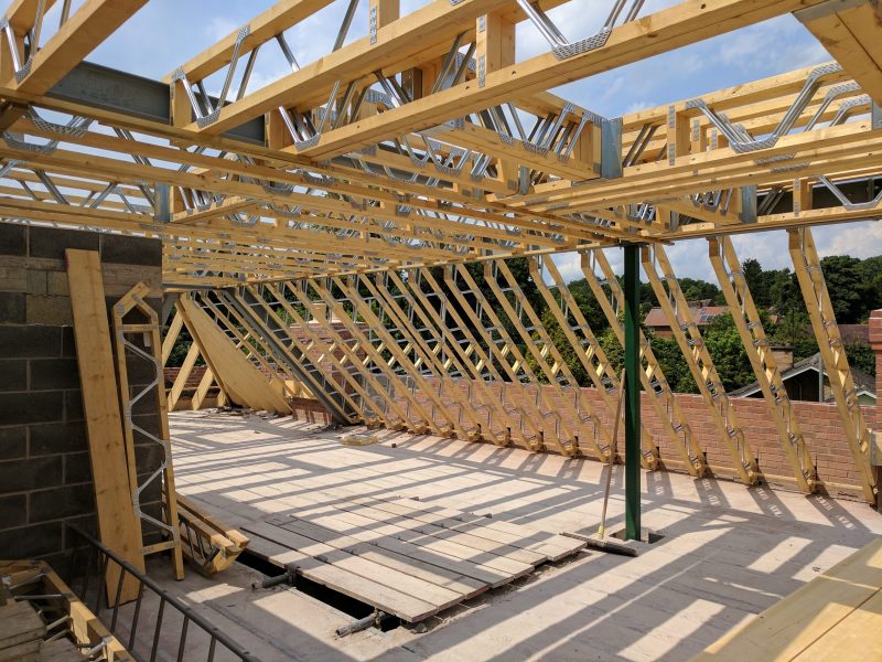Posi-joists being used on a construction site