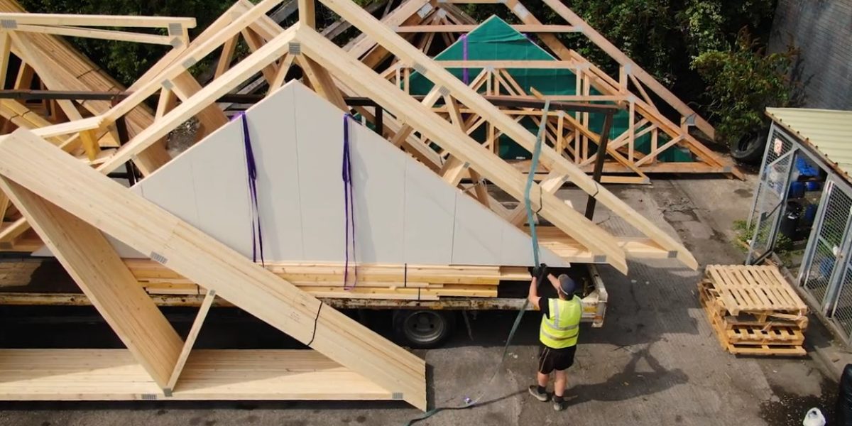 Roof trusses ready for delivery